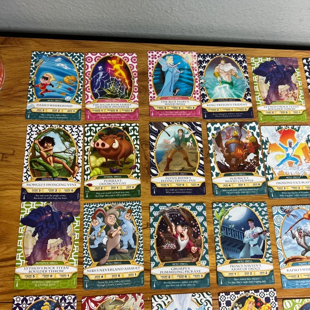 Disney Sorcerers of the Magic Kingdom 59 Card Lot Maps Coins Game Rules Board
